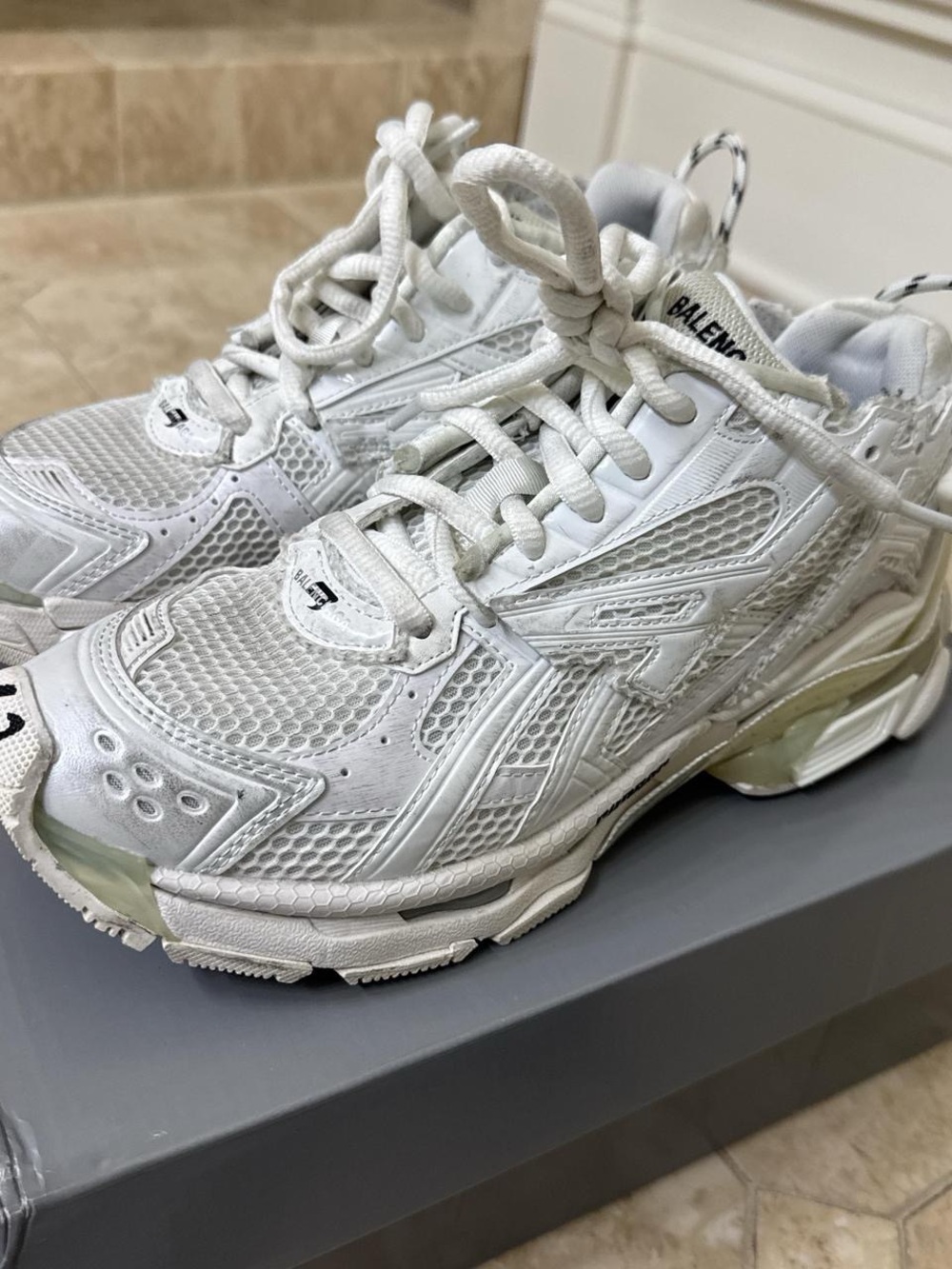 Balenciaga White Multi-Layer Mesh and Panel Sneakers